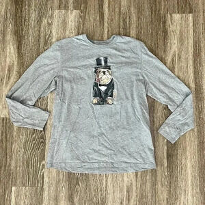 Mens Club Room Grey Bulldog Shirt - L